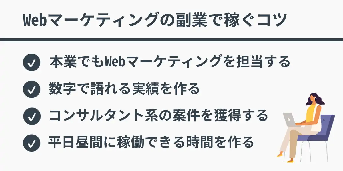 Webマーケティングの副業で稼ぐコツ